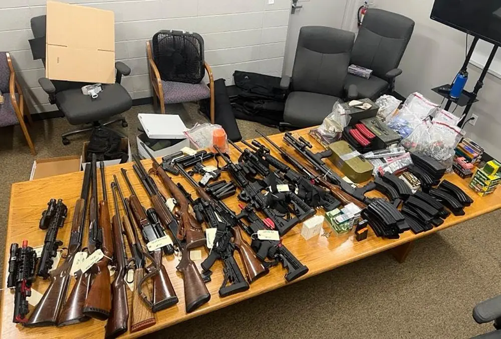 Photo of all the drugs and guns seized in the Winthrop Harbor, IL Raid